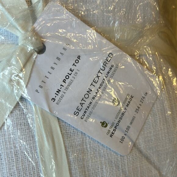 Pottery Barn Seaton Textured Cotton Blackout Curtain 3 in 1 Pole Top 100" x 108" - Picture 5 of 6
